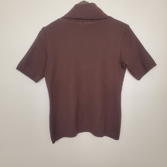 Vintage 70s 80s Cowlneck Sweater Wool Espresso Brown Medium - Picture 4 of 6